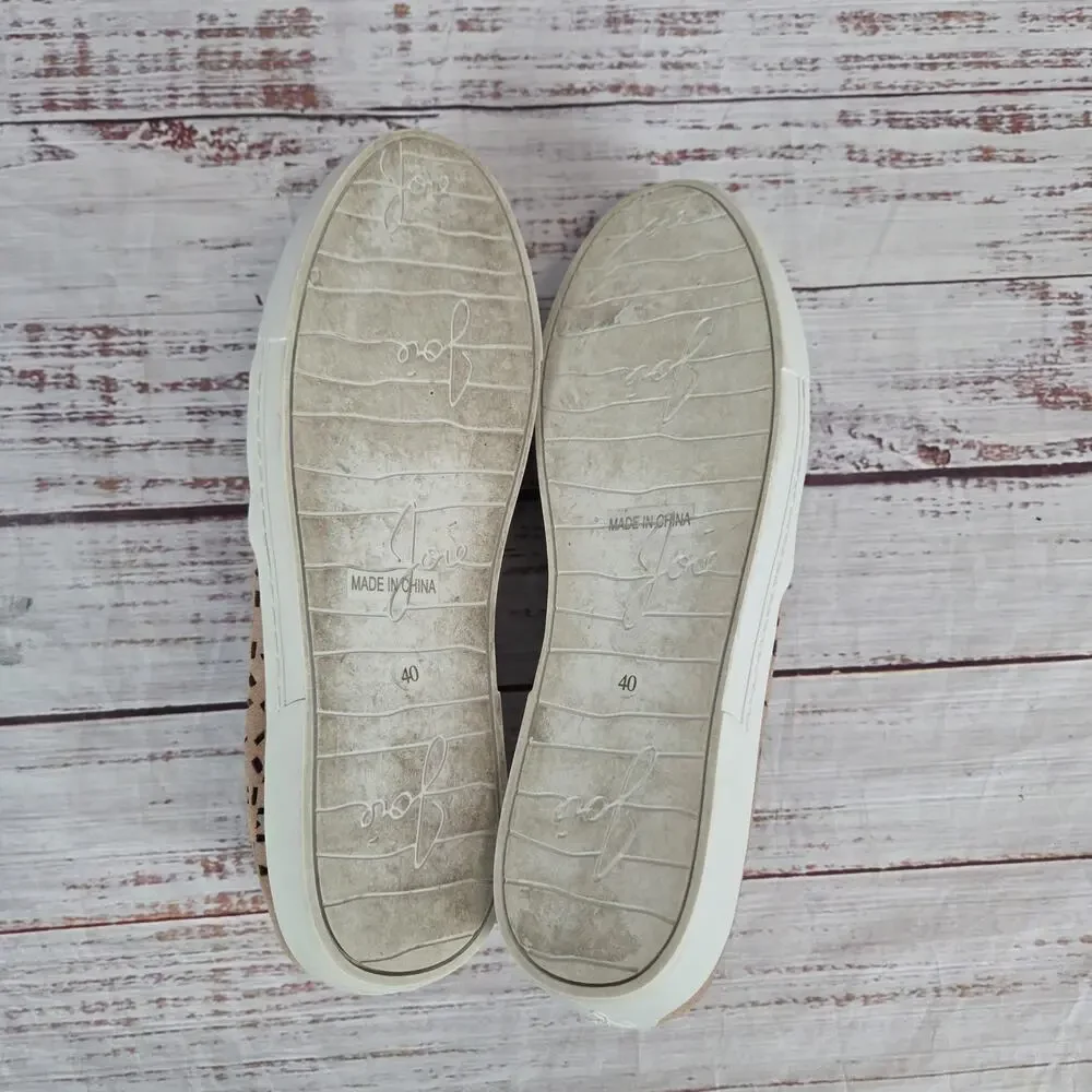 Joie Huxley Slip on Shoes Womens 40 Beige Perforated Suede Casual Neutral Basic